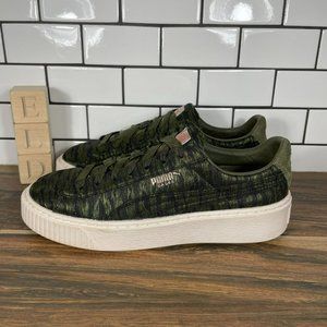 Puma Basket Platform VR Women's Size 7.5 Shoes Olive Night Low Top Sneakers
